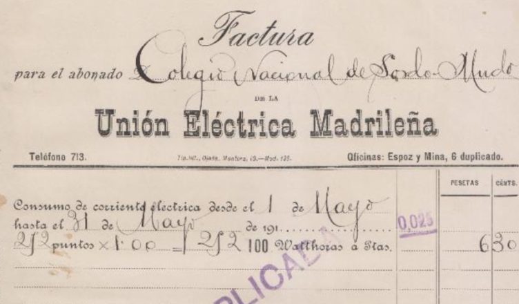 Antiguo recibo de electricidad