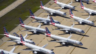 Aviones aparcados por la pandemia