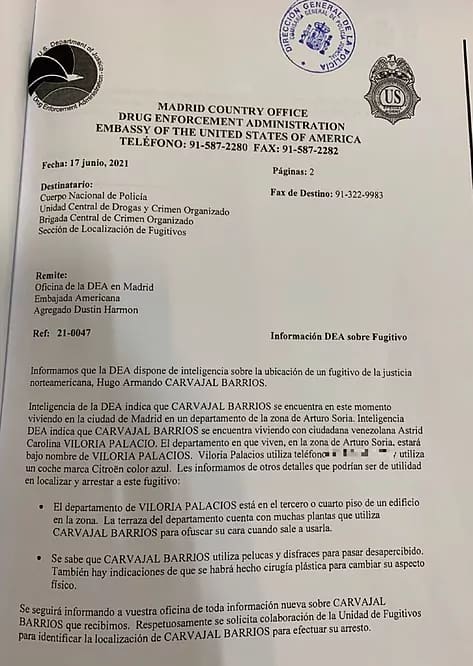Venezuela - Pollo Carvajal - DEA Documento - 1